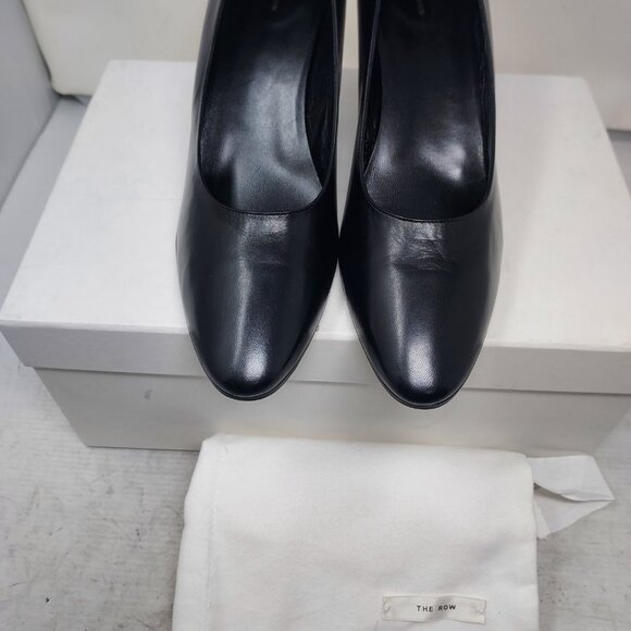 The Row Charlotte Leather Black Heel Pump Shoe - Picture 9 of 11